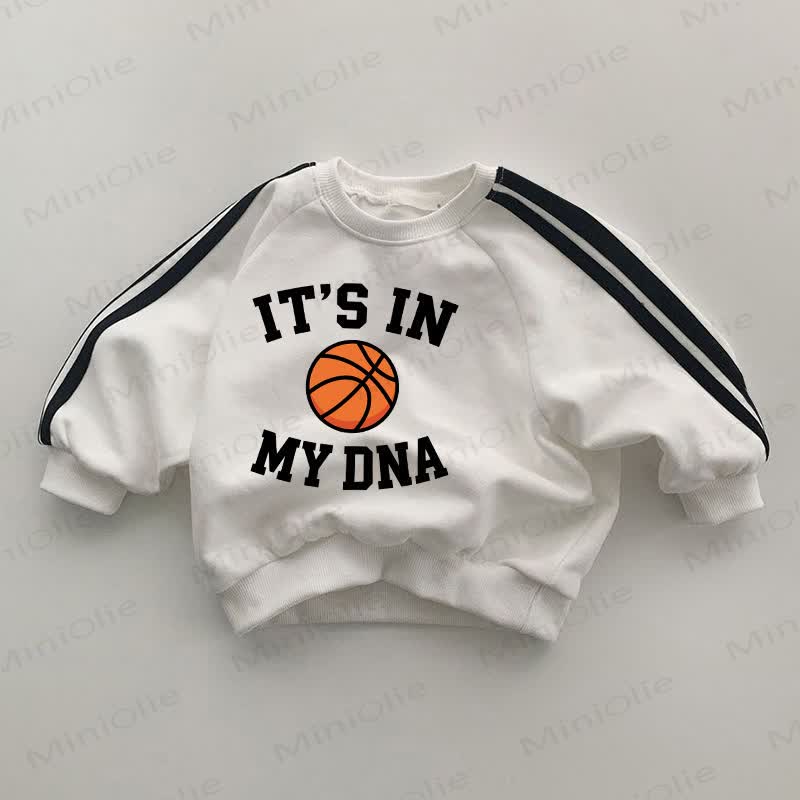 IT'S IN MY DNA Baby Basketball Black Striped Sleeve White Sweatshirt - White - 2-3T - image 1