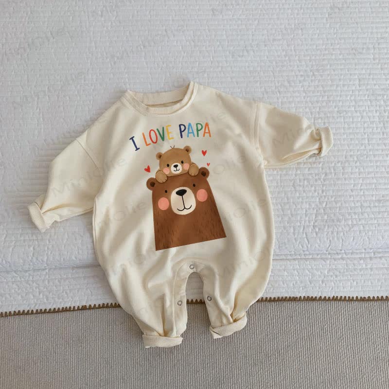 I LOVE PAPA Baby Toddler Beige Romper - Beige - 2-3T - image 1