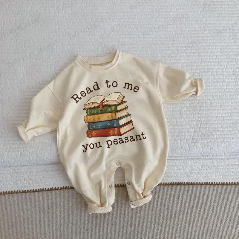 READ TO ME YOU PEASANT Baby Toddler Beige Romper - Beige - 2-3T - image 1