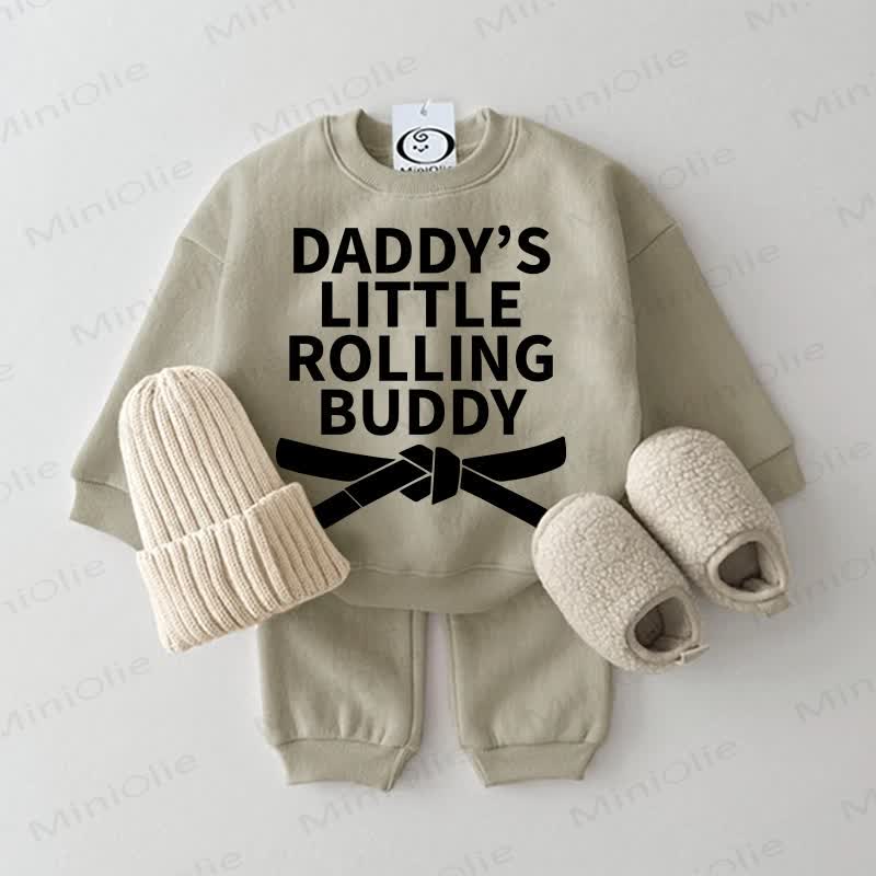 DADDY'S LITTLE ROLLING BUDDY Baby Sweatshirt 2-piece Set - Grey Green - 2-3T - image 2
