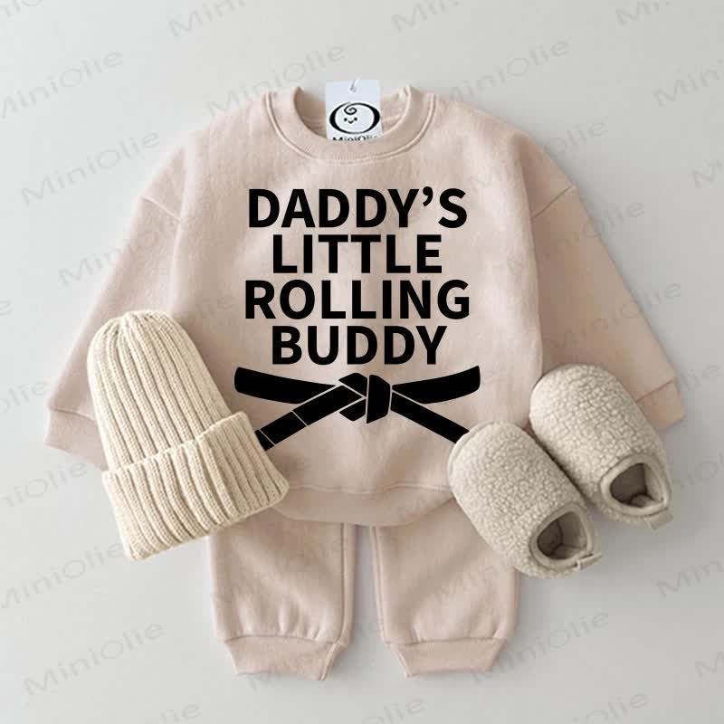 DADDY'S LITTLE ROLLING BUDDY Baby Sweatshirt 2-piece Set - Beige - 2-3T - image 1