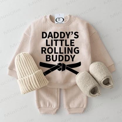 DADDY'S LITTLE ROLLING BUDDY Baby Sweatshirt 2-piece Set - Beige - 2-3T - image 1