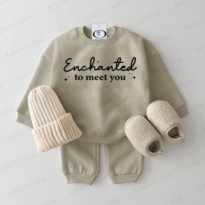 ENCHANTED TO MEET YOU Baby Sweatshirt 2-piece Set - Grey Green - 2-3T - image 2