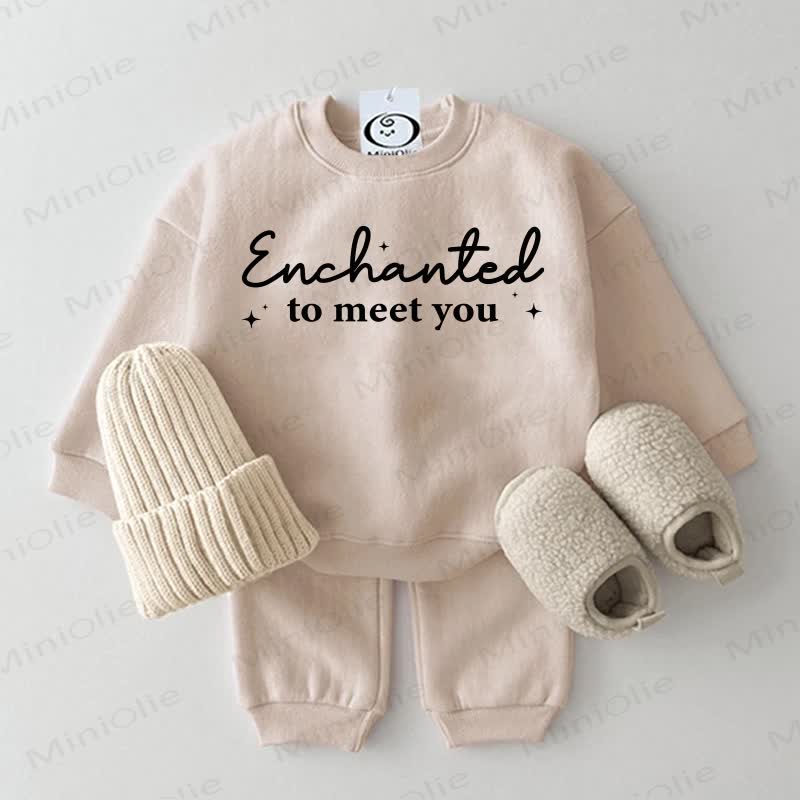 ENCHANTED TO MEET YOU Baby Sweatshirt 2-piece Set - Beige - 2-3T - image 1