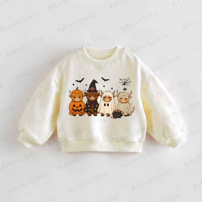 Baby Toddler Halloween Cow Cream Sweatshirt - Cream - 3-5T - image 1