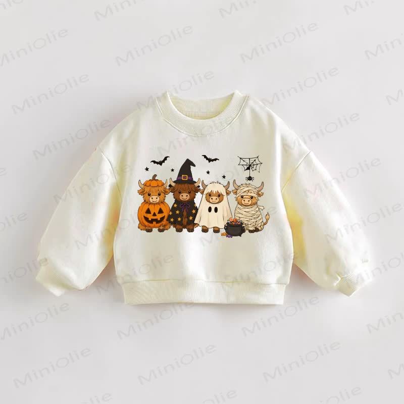 Baby Toddler Halloween Cow Cream Sweatshirt - Cream - 3-5T - image 1