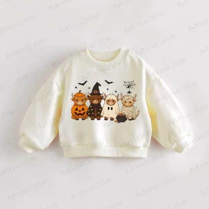 Baby Toddler Halloween Cow Cream Sweatshirt - Cream - 3-5T - image 1