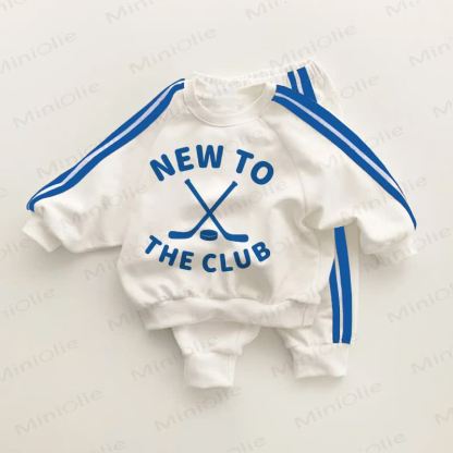 NEW TO THE CLUB Baby Hockey Blue Striped 2-piece Set - White&Blue - 3-5T - image 1