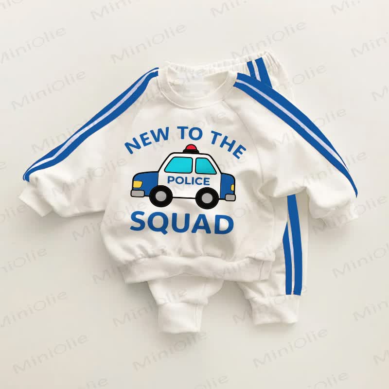 NEW TO THE SQUAD Baby Police Car Blue Striped 2-piece Set - White&Blue - 3-5T - image 1