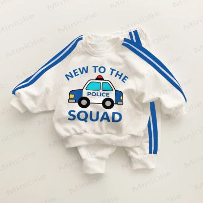 NEW TO THE SQUAD Baby Police Car Blue Striped 2-piece Set - White&Blue - 3-5T - image 1