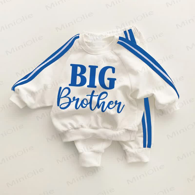 BIG BROTHER Baby Blue Striped 2-piece Set - White&Blue - 3-5T - image 1