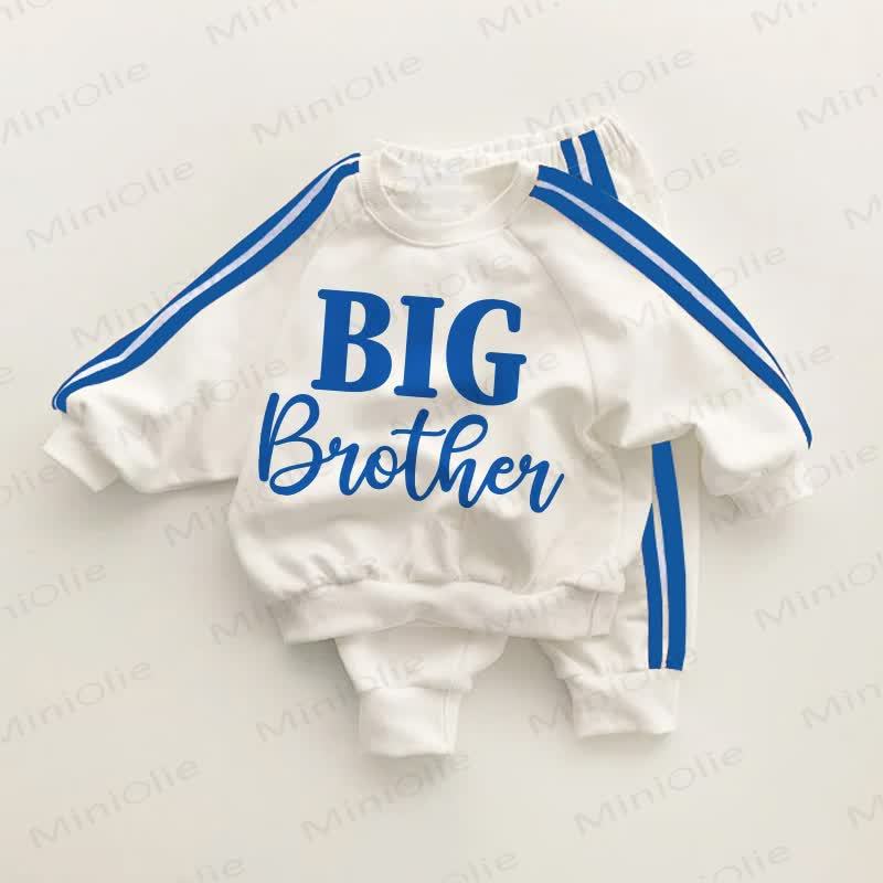 BIG BROTHER Baby Blue Striped 2-piece Set - White&Blue - 3-5T - image 1