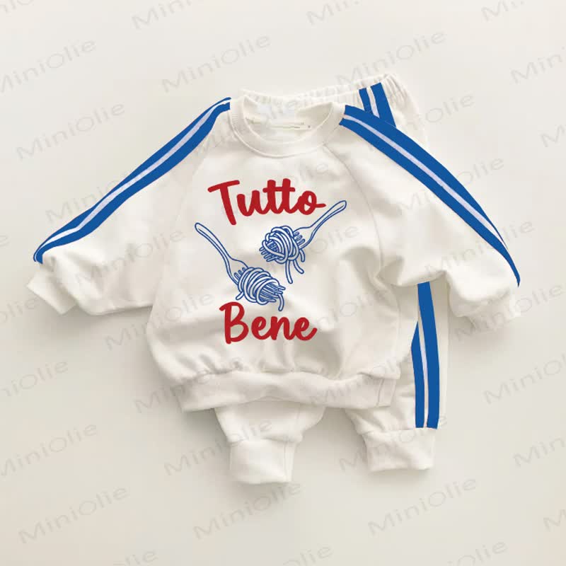 TUTTO BENE Baby Blue Striped 2-piece Set - White&Blue - 3-5T - image 1