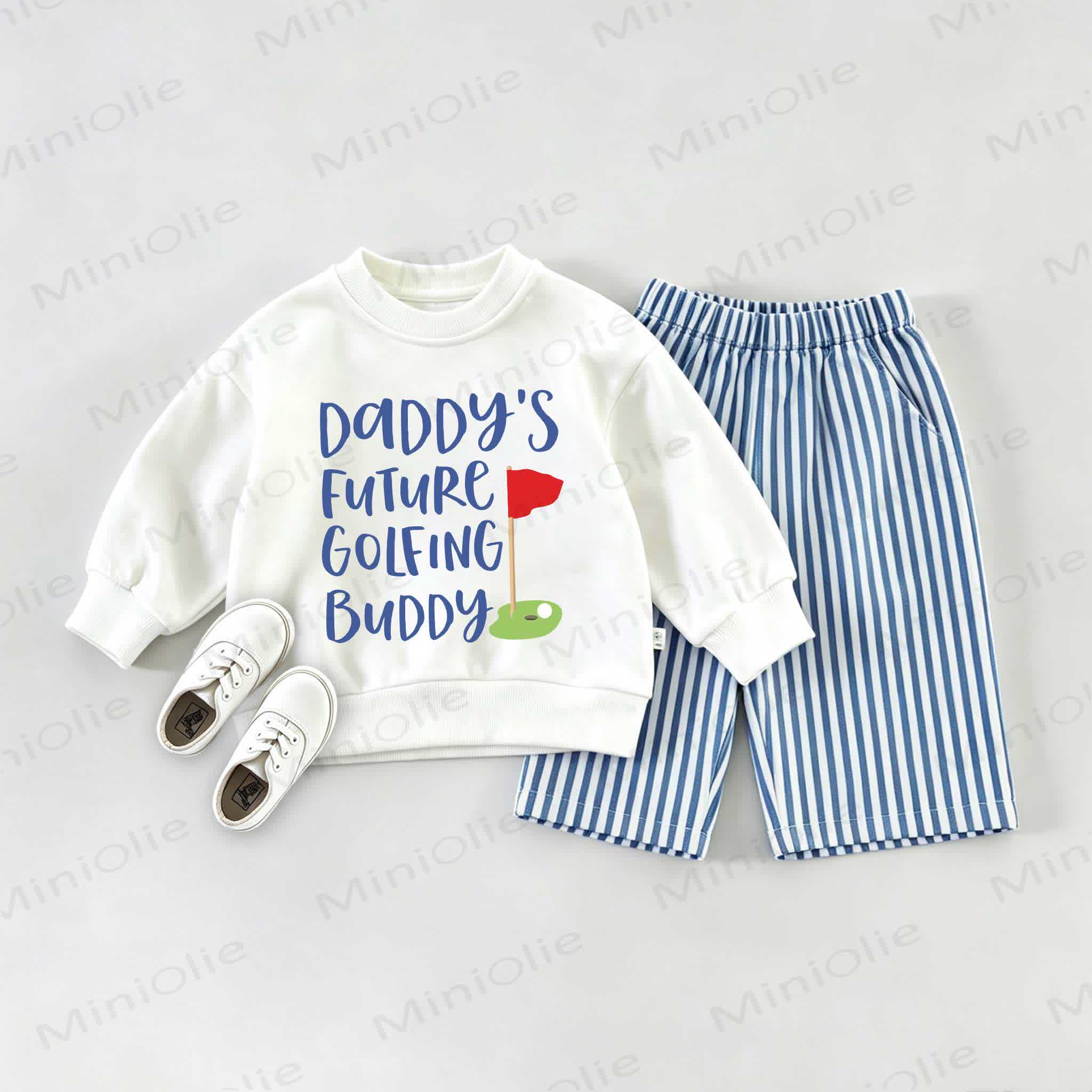 DADDY'S FUTURE GOLFING BUDDY Baby Sweatshirt 2-piece Set - White&Blue - 2-3T - image 1