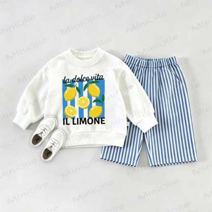 LA DOLCE VITA IL LIMONE Baby Sweatshirt 2-piece Set - White&Blue - 2-3T - image 1
