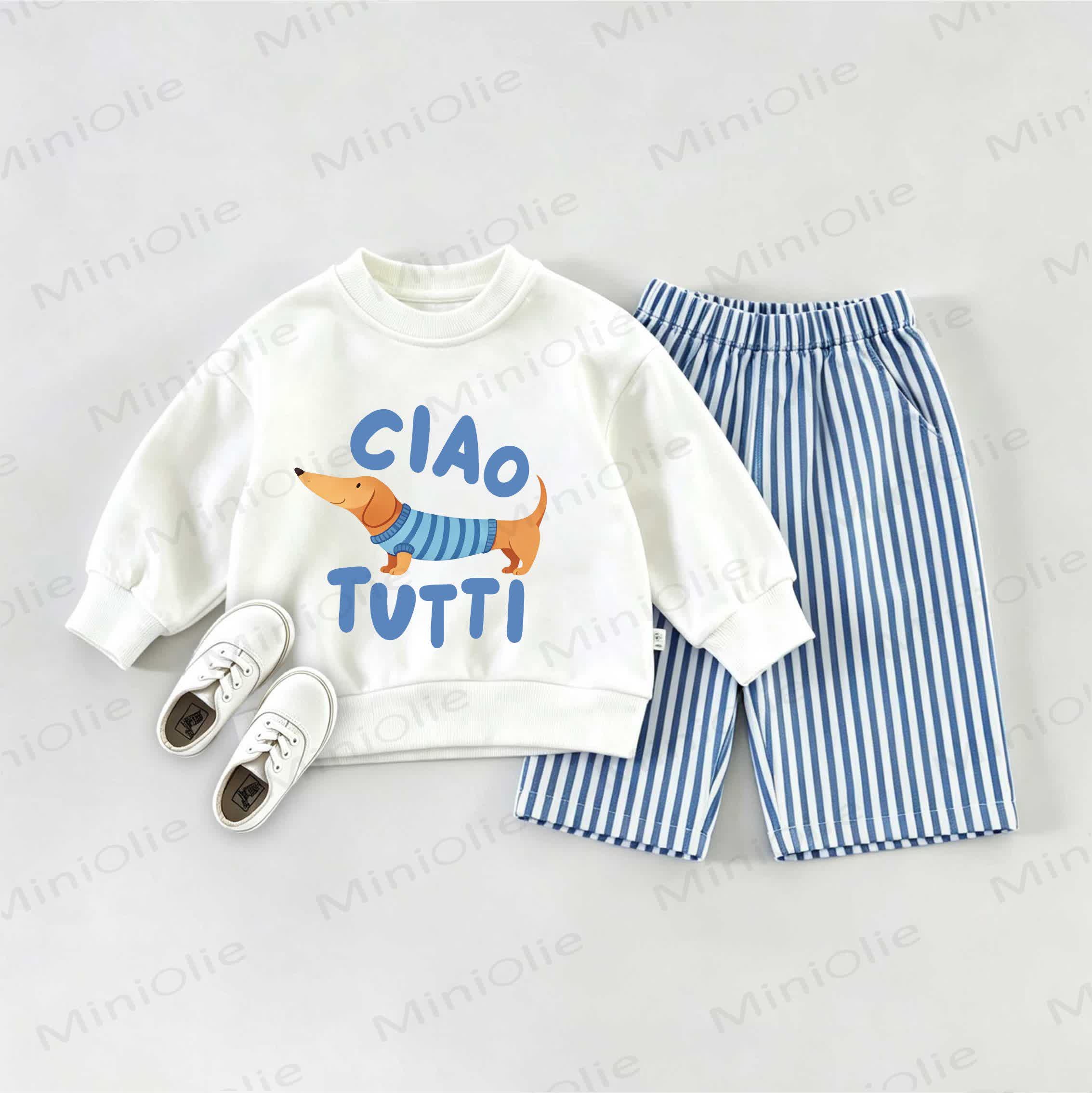 CIAO TUTTI Baby Sweatshirt 2-piece Set - White&Blue - 2-3T - image 1
