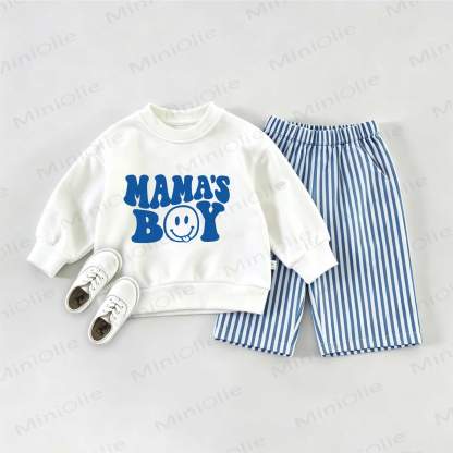 MAMA'S BOY Baby Sweatshirt 2-piece Set - White&Blue - 2-3T - image 1