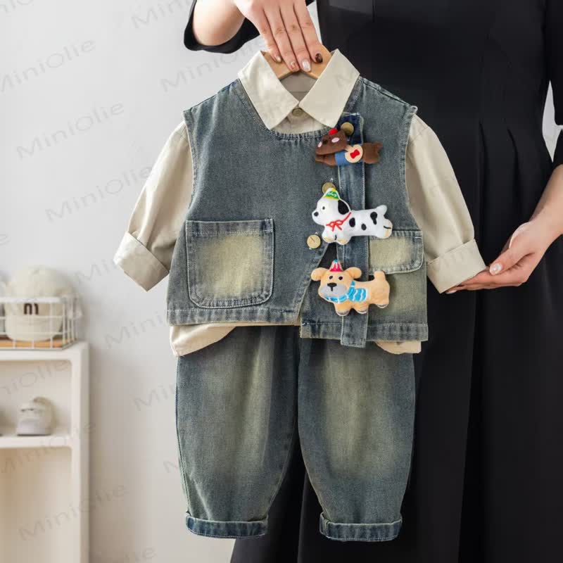 Baby Toddler Puppy Charm Denim 3-piece Set - image 1