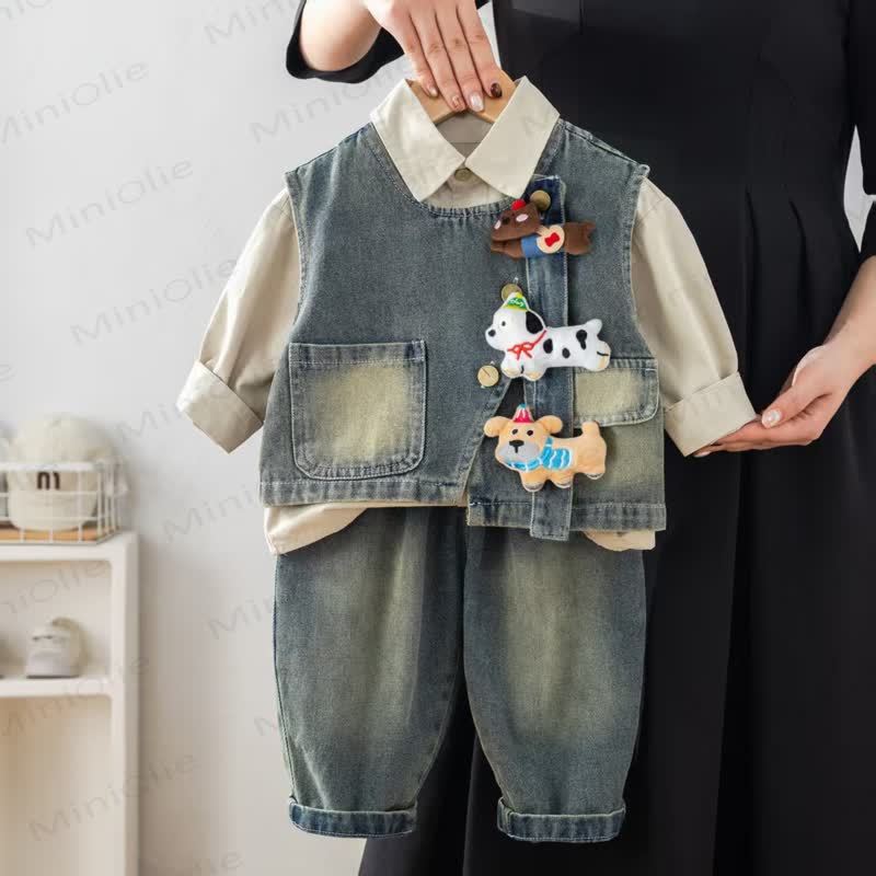 Baby Toddler Puppy Charm Denim 3-piece Set - image 1