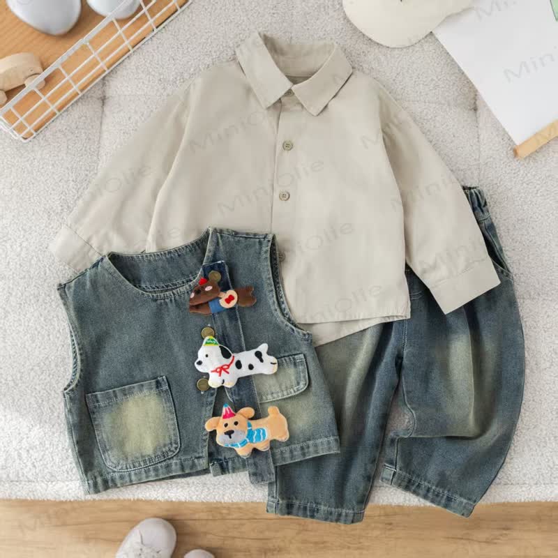 Baby Toddler Puppy Charm Denim 3-piece Set - image 3