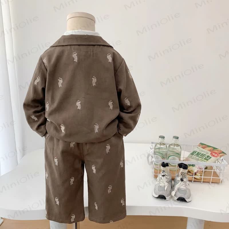 Toddler Boy Embroidered Cat Blazer Shirt Tie Pants 3-piece Set - image 4
