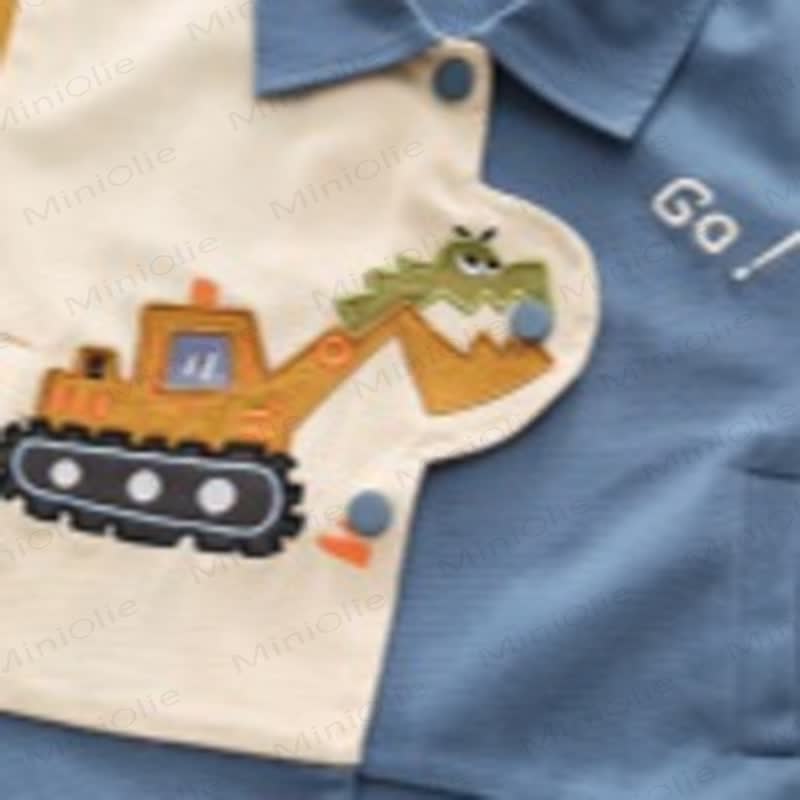 GO! Toddler Baby Boy Colorblock Excavator Print 3-piece Set - image 7