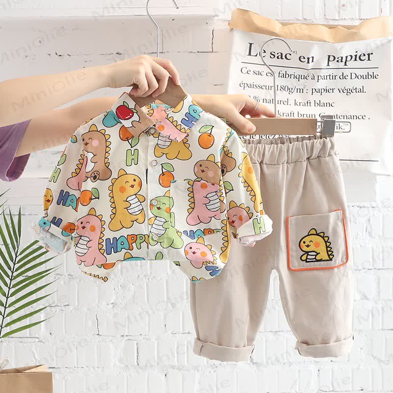 HAPPY Toddler Dino Print Shirt and Pants 2-piece Set - image 1