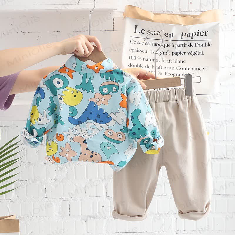 HAPPY Toddler Dino Print Shirt and Pants 2-piece Set - image 4