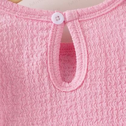 Toddler Girl Pink Ruffle Sleeve Top and Denim Pants 2-piece Set - image 6