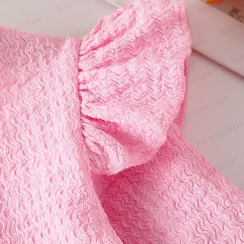 Toddler Girl Pink Ruffle Sleeve Top and Denim Pants 2-piece Set - image 4