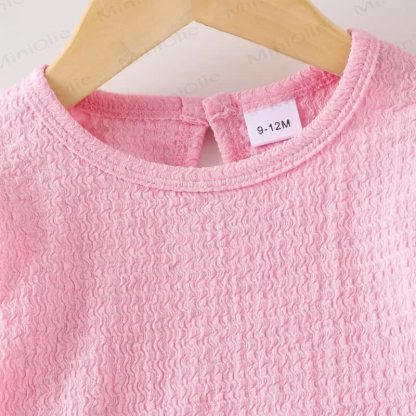 Toddler Girl Pink Ruffle Sleeve Top and Denim Pants 2-piece Set - image 3