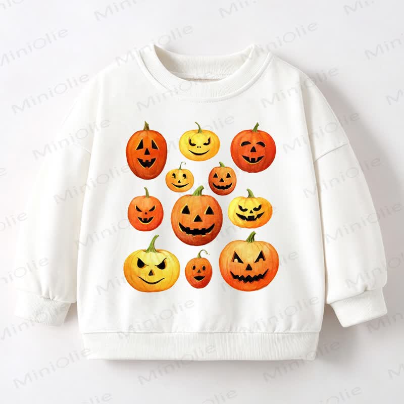 Baby Toddler Pumpkin Print White Sweatshirt - image 3