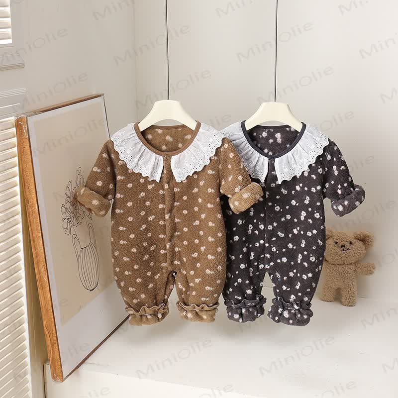 Baby Lace Collar Fleece Romper - image 1