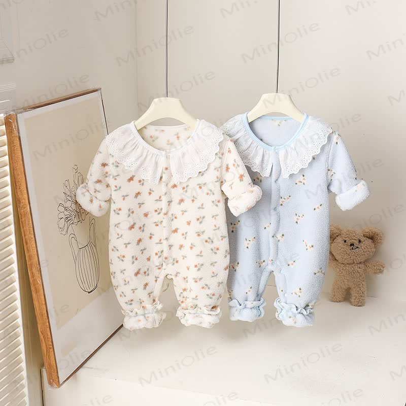 Baby Lace Collar Fleece Romper - image 2
