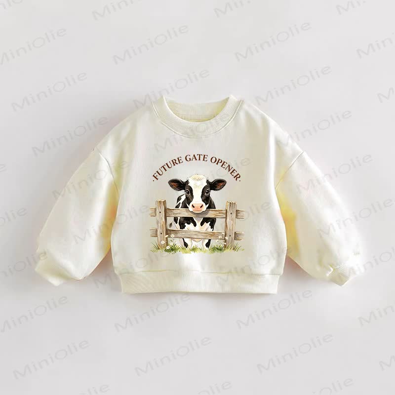 FUTURE GATE OPENER Baby Toddler Cow Cream Sweatshirt - Cream - 3-5T - image 1