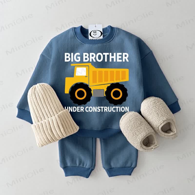 BIG BROTHER UNDER CONSTRUCTION Baby Sweatshirt 2-piece Blue Set - Blue - 2-3T - image 1