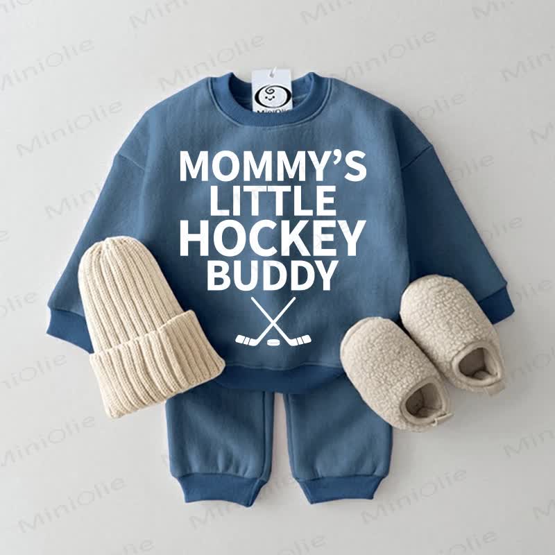 MOMMY'S LITTLE HOCKEY BUDDY Baby Sweatshirt 2-piece Blue Set - Blue - 2-3T - image 1