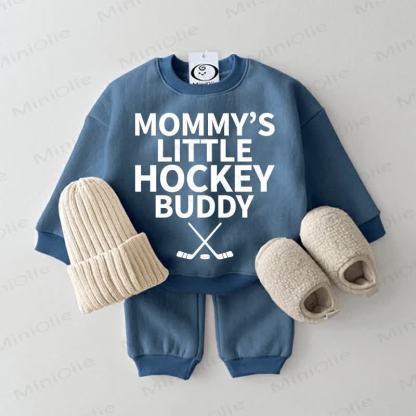 MOMMY'S LITTLE HOCKEY BUDDY Baby Sweatshirt 2-piece Blue Set - Blue - 2-3T - image 1