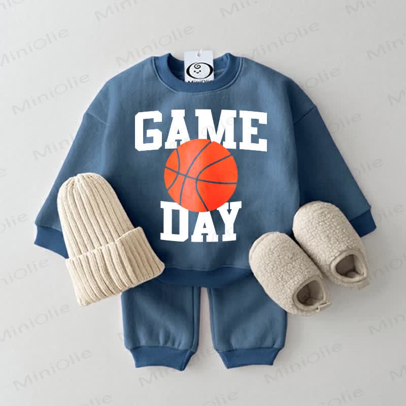 GAME DAY Baby Basketball Sweatshirt 2-piece Blue Set - Blue - 2-3T - image 1