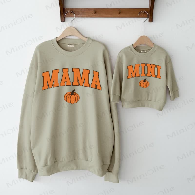 MAMA/MINI Pumpkin Grey Family Sweatshirt  - Grey Green - XL - image 1