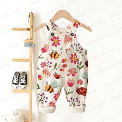 Baby Toddler Bee and Honey Print Overalls - Beige - 3-5T - image 1