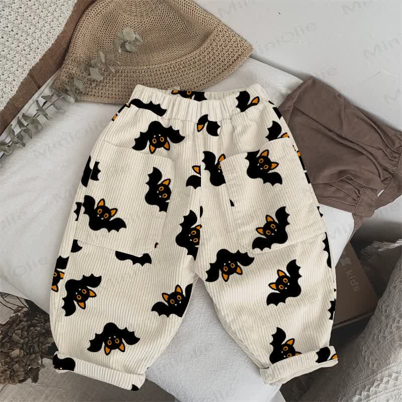 Baby Toddler White Bat Corduroy Pants - White - 5-7T - image 1