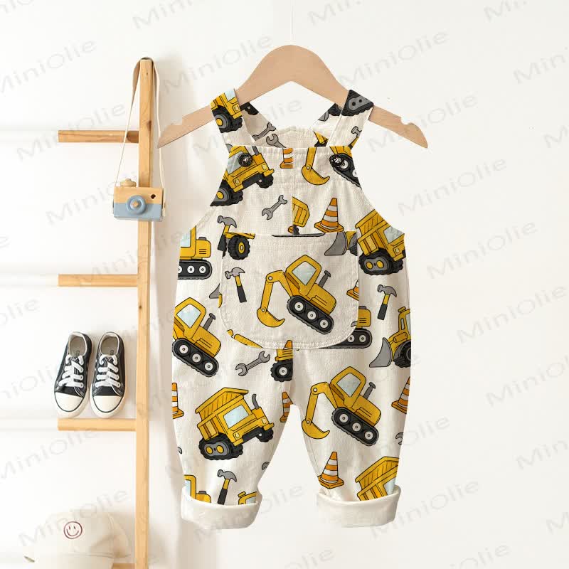 Baby Toddler Construction Vehicle Beige Overalls - Beige - 3-5T - image 1