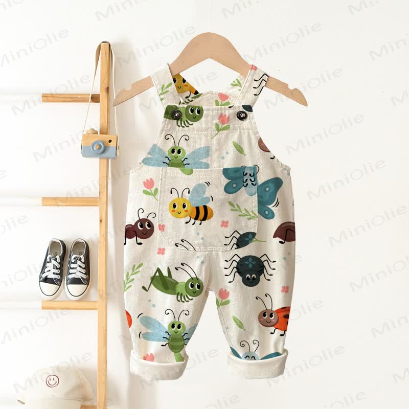 Baby Toddler Insect Print Overalls - Beige - 3-5T - image 1