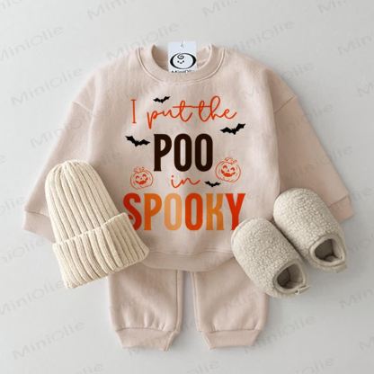 I PUT THE POO IN SPOOKY Baby 2-piece Beige Set - Beige - 2-3T - image 1