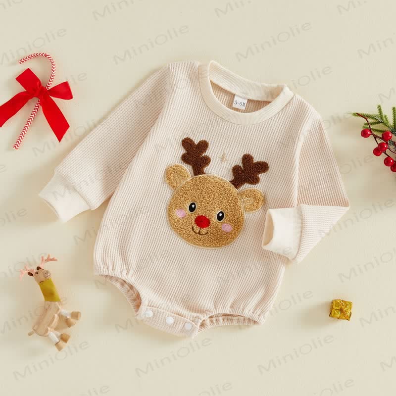 Baby Reindeer Waffle Bodysuit - image 2