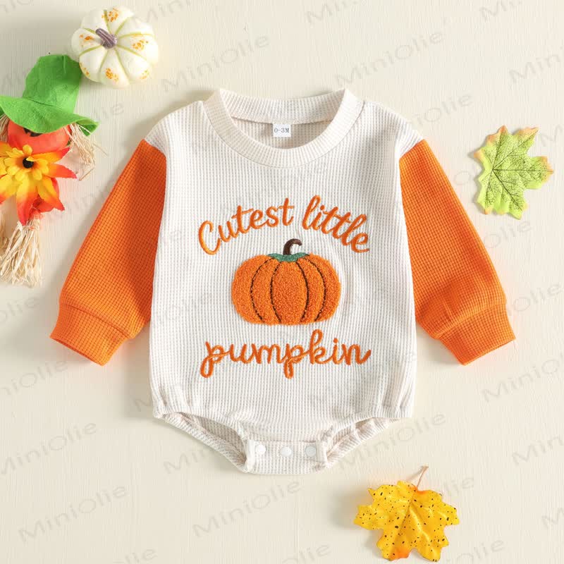 CUTEST PUMPKIN Baby Waffle Bodysuit - Cutest Little Pumpkin - 12-18M - image 5