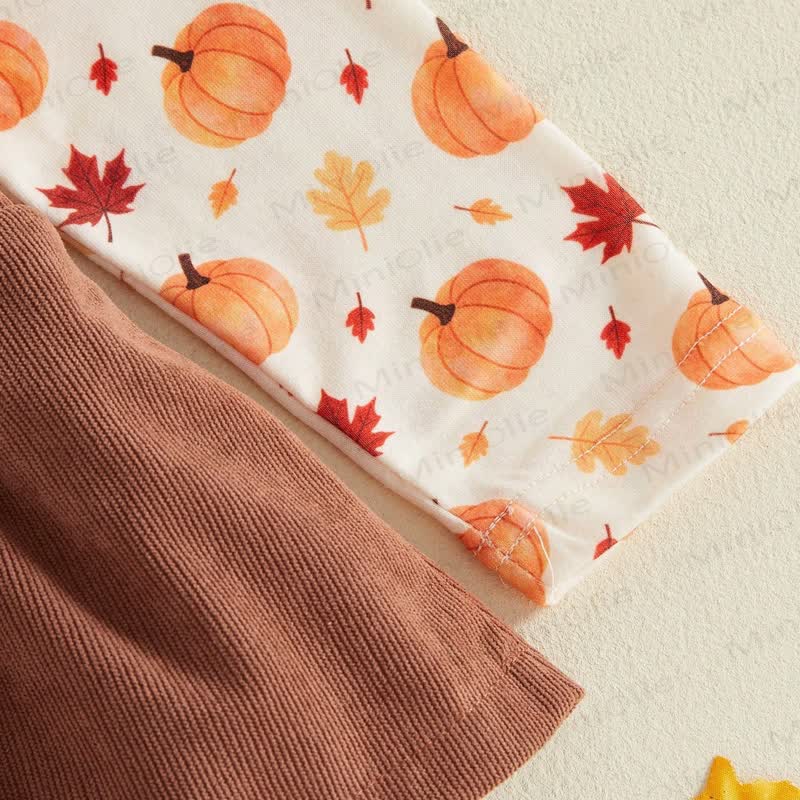Baby Pumpkin Turky Corduroy Suspender Bodysuit with Headband - image 6