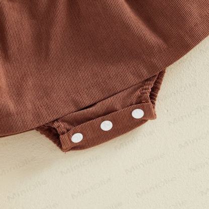 Baby Pumpkin Turky Corduroy Suspender Bodysuit with Headband - image 7