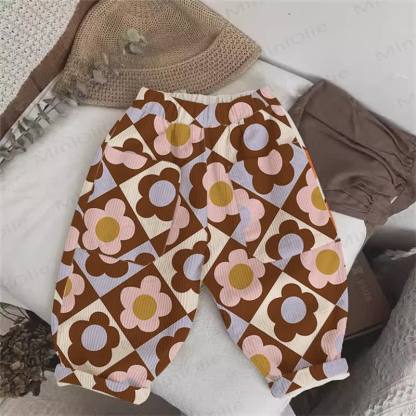 Baby Toddler Flower Plaid Cord Pants - Beige - 5-7T - image 1